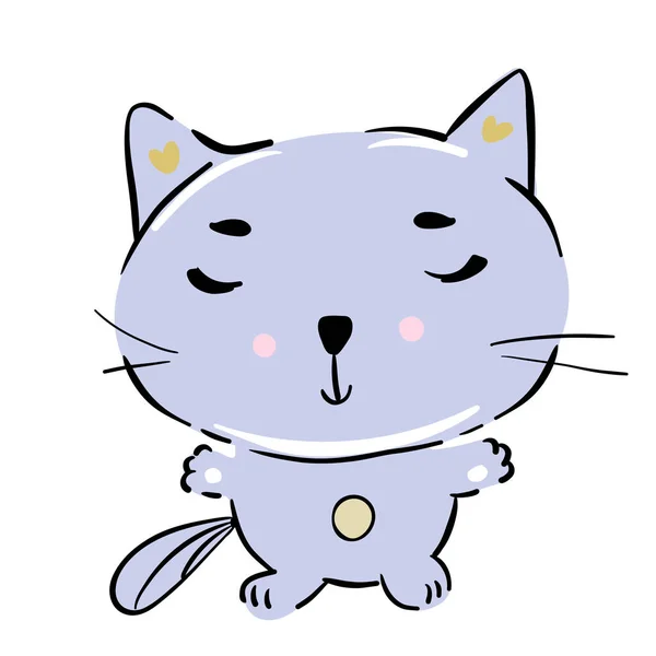 Teken Vector Illustratie Karakter Collectie Schattig Cat Doodle Cartoon Stijl — Stockvector
