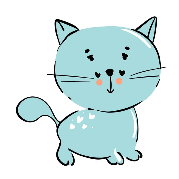 Draw Vector Illustration Character Collection Cute Cat Doodle Cartoon Style — Stock Vector