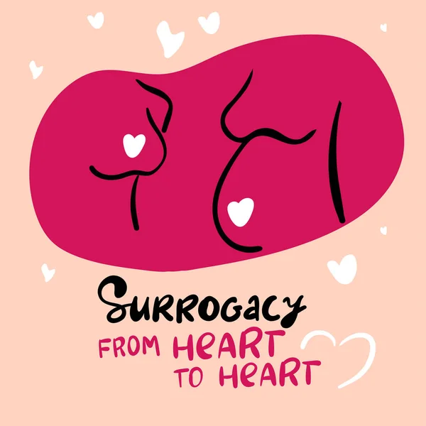 Surrogacy Minimal Icon Belly Pregnant Woman Profile Heart — Stock Vector