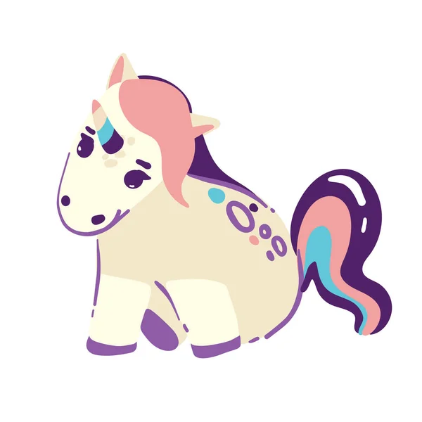 Set Cute Cartoon Unicorns Isolated White Background — Stock Vector