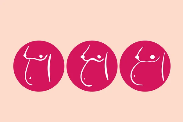 妊娠中のフラットラインアイコン 妊娠中の女性のベクトルアウトラインイラスト 婦人科医のための黒の薄い線形標識 — ストックベクタ