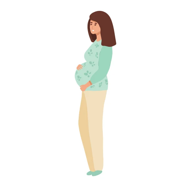 Pregnant Woman Pregnancy Motherhood Vector Illustration Flat Style — Stock Vector