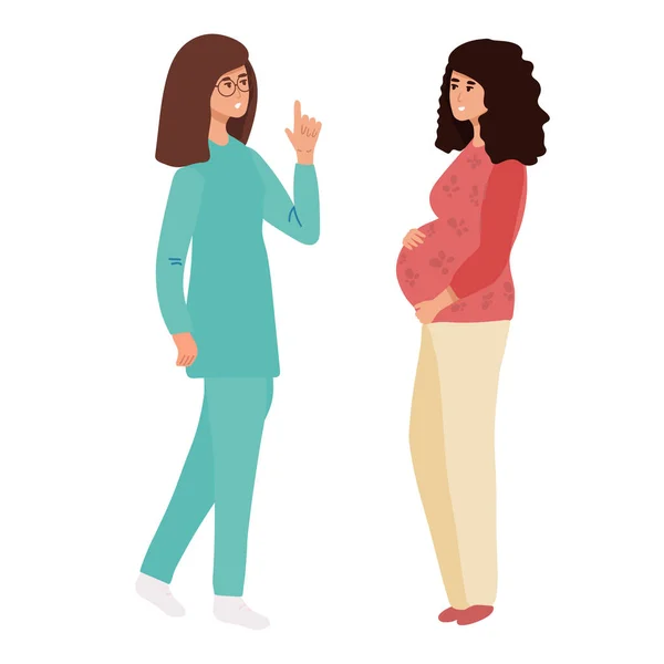 Έγκυος Στο Ραντεβού Γιατρό Μια Γυναίκα Που Περιμένει Ένα Μωρό — Διανυσματικό Αρχείο