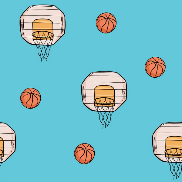 Seamless Pattern Basketball Theme — Stock Vector