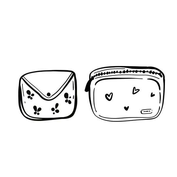 Σετ Από Τσάντες Μόδας Κοριτσίστικη Τσάντα Μέσης Υφασμάτινη Τσάντα Γυαλιά — Διανυσματικό Αρχείο