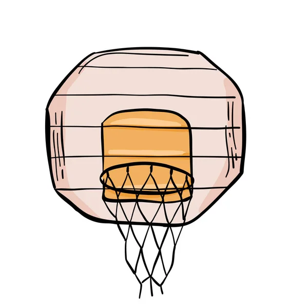 バスケット ボールのバックボードとネットは複雑なバスケット ボールのバスケット ボール バックボードを含むネットのイラスト — ストックベクタ
