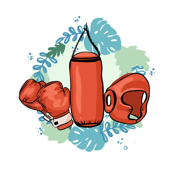 卡通红拳击手套图标 正面和背面 孤立的矢量说明 — 图库矢量图片