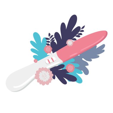 HCG hamilelik testi negatif sonuç verdi. Bir şerit ya da çubuk, hamile olmayan kadın demek. Kadınsı bir şey. Düz vektör çizimi beyaz arkaplanda izole edildi