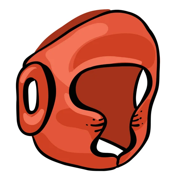Červenou Ručně Kreslenou Boxerskou Helmu Plochá Vektorová Ilustrace Izolovaná Bílé — Stockový vektor