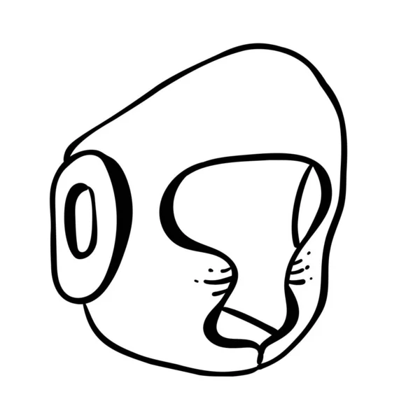 手描きのボクシングヘルメット 白い線で区切られた平らなベクトル図 — ストックベクタ