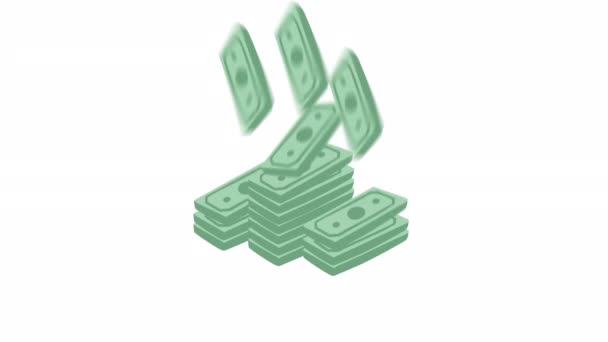 Illustration Plate Sac Argent Dollars Pièces Empilent Icône Richesse Banque — Video