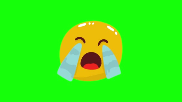 Głośno Płaczący Animowany Emoji Kanał Alfa Przejrzyste Tło Animacja Pętli — Wideo stockowe
