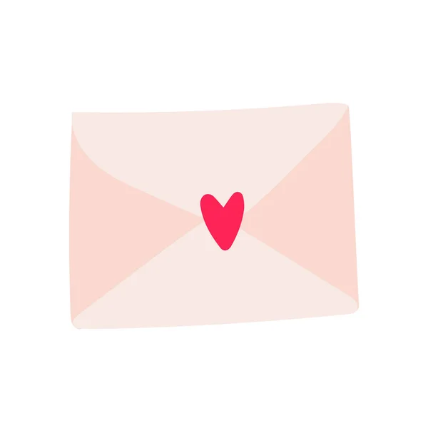 粉红信封 空白纸 水彩画风格 情人节的情书 — 图库矢量图片