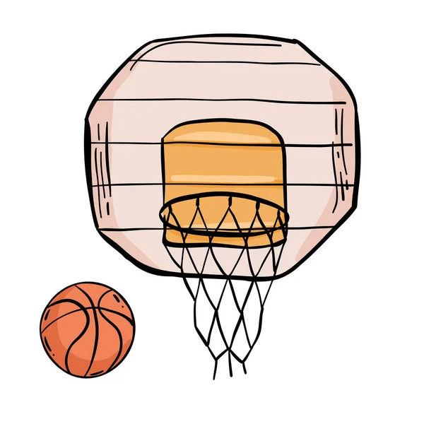 Basket Netto Med Ryggstöd Illustration Komplex Basket Netto Inklusive Basket — Stock vektor