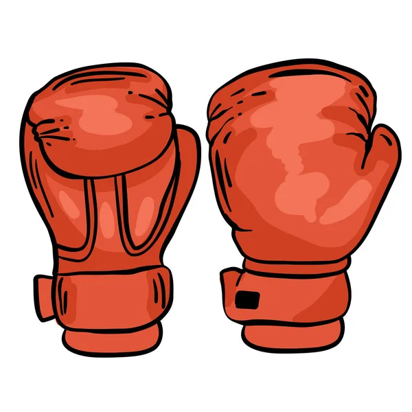 Icono Guante Boxeo Rojo Dibujos Animados Adelante Atrás Ilustración Vectorial — Vector de stock
