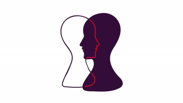 Bpd 양극성 장애나 경계성 장애를 사람의 머리에 미니멀리즘적 이미지를 애니메이션화 — 비디오