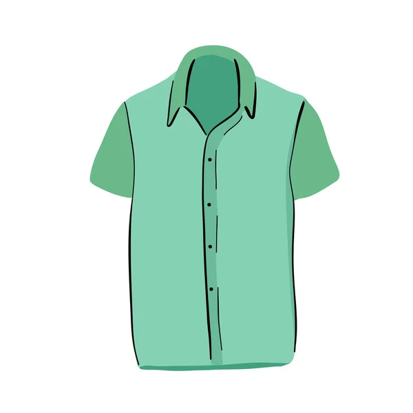 Vestido Camisas Botão Para Baixo Manga Curta Ilustração Vetorial Isolado — Vetor de Stock