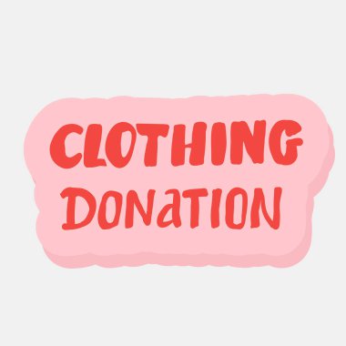 Giyim bağışı düz vektör poster şablonu. Thrift dükkanı, ikinci el mağaza web afiş tasarımı. Evsiz, sosyal yardıma ihtiyacı olan insanlar. Erkek ve kadın giysi illüstrasyon. Giyim satış ve satın alma