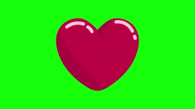 Kalp. Animasyon deseni, kusursuz desen. Kalplerin arkaplanı, tuval, kalp karikatürü, çizgi film, yeşil ekran