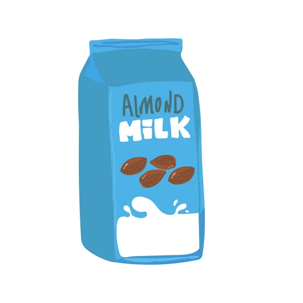 Απομονωμένη Γάλα Αμυγδάλων Χάρτινη Ασηπτική Συσκευασία Υγρό Splash Και Ξηροί — Διανυσματικό Αρχείο
