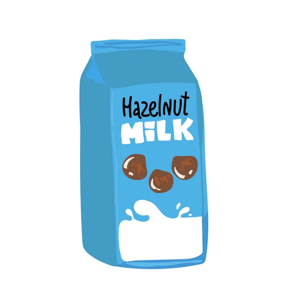 Vegan Hazelnut Milk Glass Bottle Alternative Non Dairy Drink Vector — Stok Vektör