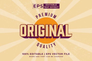 Düzenlenebilir metin efekti asıl rozet 3d vintage biçim premium vektörü