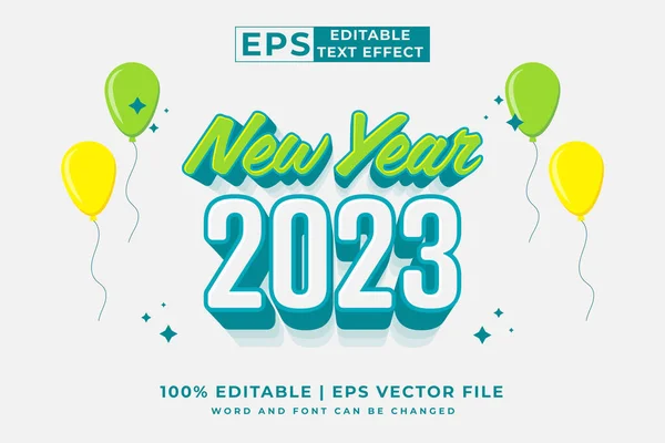 Edytowalny Efekt Tekstowy 2023 Nowy Rok Kreskówka Styl Wektor Premium — Wektor stockowy