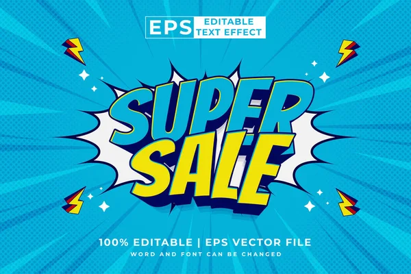 Bewerkbare Tekst Effect Super Verkoop Cartoon Stijl Premium Vector — Stockvector
