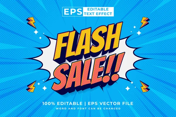 Bewerkbare Tekst Effect Flash Verkoop Cartoon Stijl Premium Vector — Stockvector
