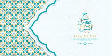 Isra Miraj Kaligrafi ve Süsleme Premium Vektörüyle Kutlama Kartı