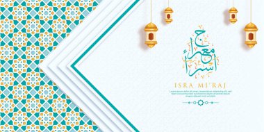 Isra Miraj Kaligrafi ve Süsleme Premium Vektörüyle Kutlama Kartı