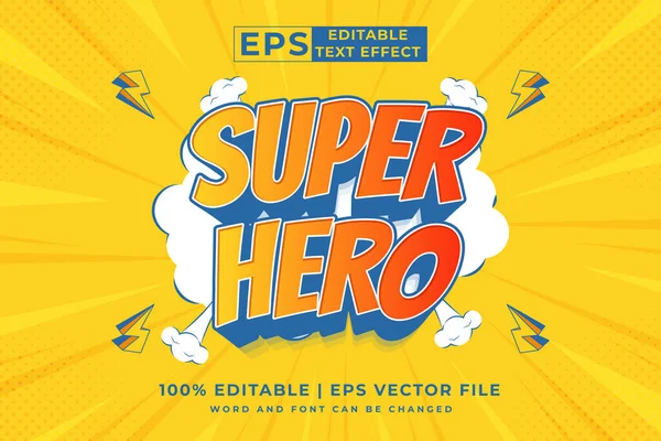 Edytowalny Efekt Tekstowy Super Hero Cartoon Ładny Styl Wektor Premium — Wektor stockowy