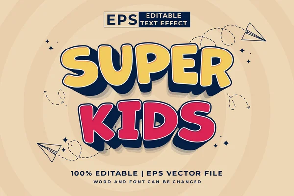 Düzenlenebilir metin efekti Süper Çocuklar 3d Çizgi film tarzı premium vektörü