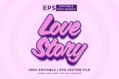 Düzenlenebilir metin efekti - Love Story 3d şablon biçimi premium vektörü