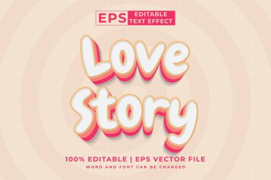 Düzenlenebilir metin efekti - Love Story 3d şablon biçimi premium vektörü