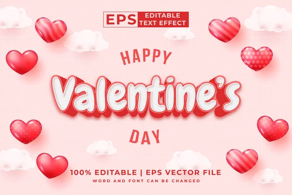 Upravitelný Textový Efekt Happy Valentine Day Šablona Styl Prémie Vektor — Stockový vektor