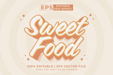 Düzenlenebilir metin efekti - Sweet Food 3d Çizgi Film Şirin şablon biçimi premium vektörü