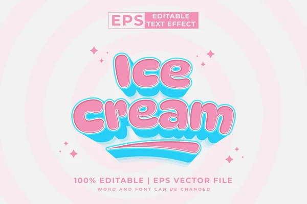 Bewerkbare Tekst Effect Ice Cream Cartoon Schattige Template Stijl Premium — Stockvector