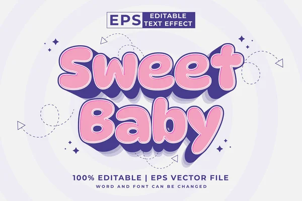 Bewerkbaar Teksteffect Sweet Baby Cartoon Schattig Template Stijl Premium Vector — Stockvector