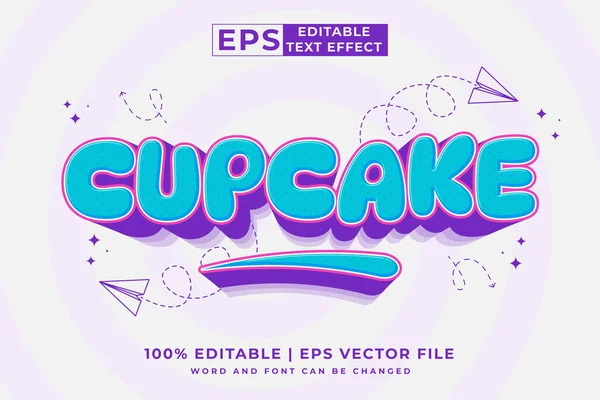 Bewerkbare Tekst Effect Cupcake Cartoon Schattige Template Stijl Premium Vector — Stockvector