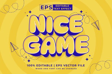 Editable text effect - nice game 3d cartoon template style premium vector