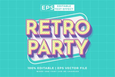 Editable text effect - Retro Party 3d Cartoon template style premium vector