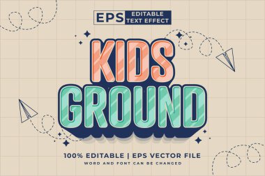 Editable text effect - Kids Ground 3d Cartoon template style premium vector