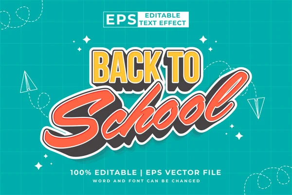 Editable Text Effect Back School Cartoon Template Style Premium Vector — Stok Vektör