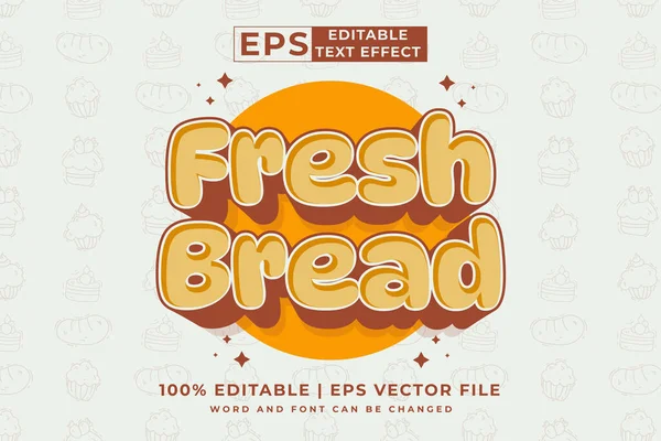 Editable Text Effect Fresh Bread Cartoon Template Style Premium Vector — Stockvector