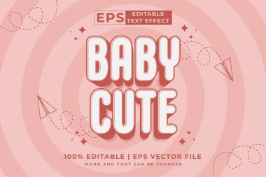 Editable text effect - Baby Cute 3d Cartoon template style premium vector