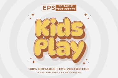 Editable text effect - Kids Play 3d Cartoon template style premium vector