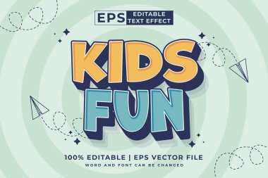 Editable text effect - Kids Fun 3d Cartoon template style premium vector