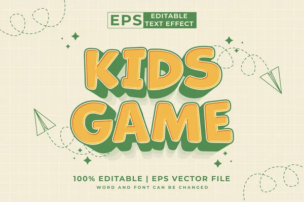 Effetto Testo Modificabile Kids Game Modello Cartone Animato Stile Vettore — Vettoriale Stock