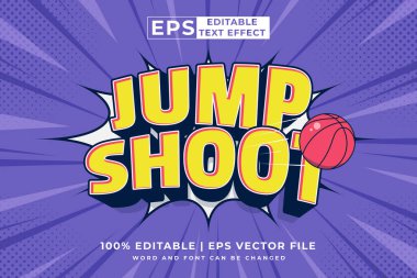 Editable text effect jump shoot comic 3d cartoon style premium vector